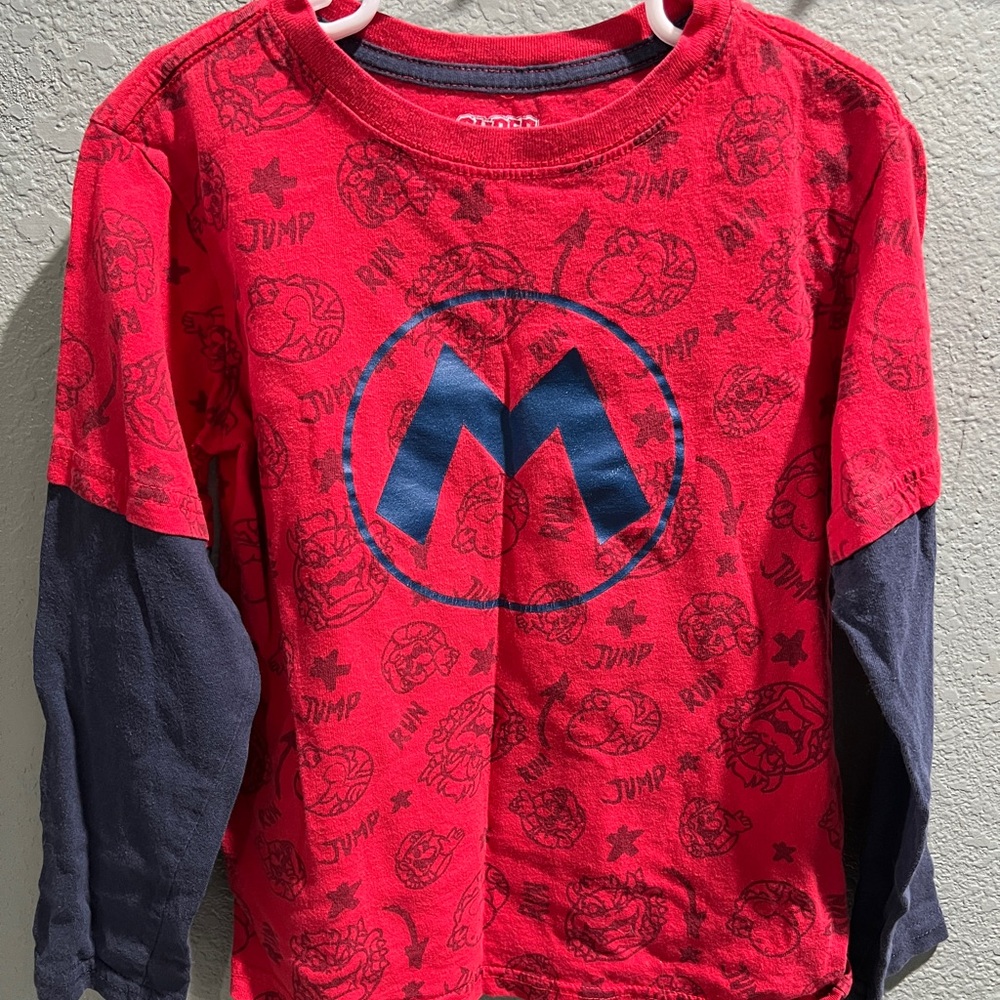 Nintendo Red and Blue Long Sleeve Kids Tee